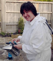 Sally firing up the smoker